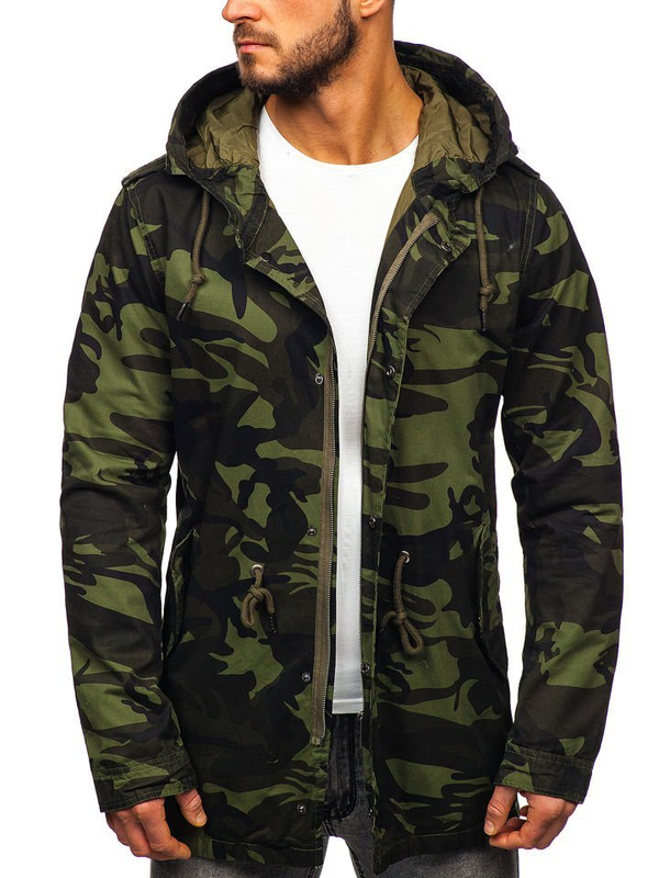 Men's Lightweight Parka Jacket Camo-Khaki Bolf 5391