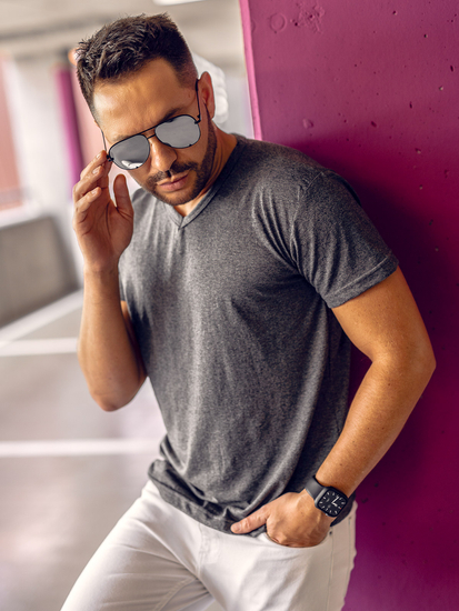Men’s Basic V-neck T-shirt Anthracite Bolf 192131A