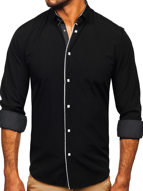 Men's Elegant Long Sleeve Shirt Black Bolf 7724-1