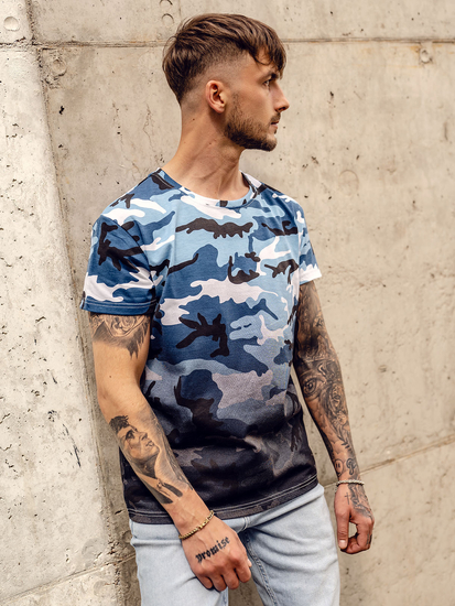 Men's Camo Printed T-shirt Sky Blue Bolf S808A1