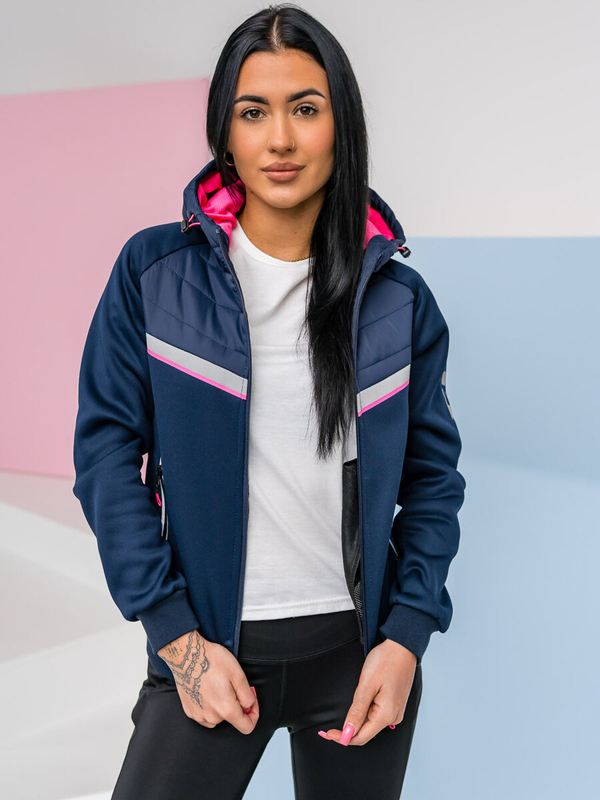 Women's Lightweight Jacket with hood Navy blue Bolf KSW4012