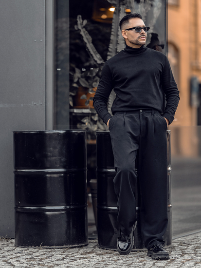 Men’s Basic Turtleneck Sweater Black Bolf 535A