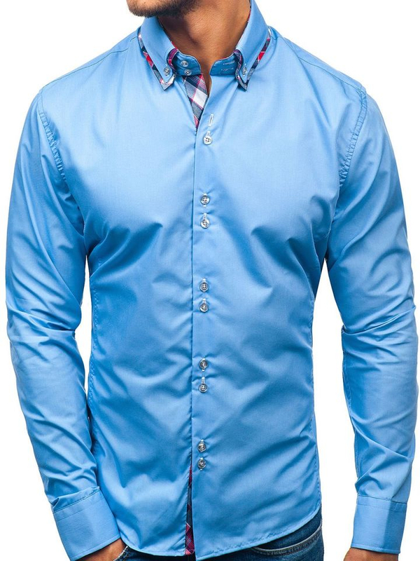 Men's Elegant Long Sleeve Shirt Sky Blue Bolf 2712