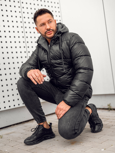 Men's Quilted Winter Jacket Black Bolf B2906A