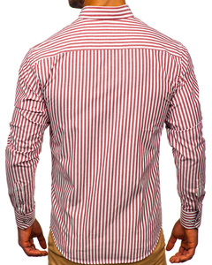 Men's Striped Long Sleeve Shirt Claret Bolf 20704