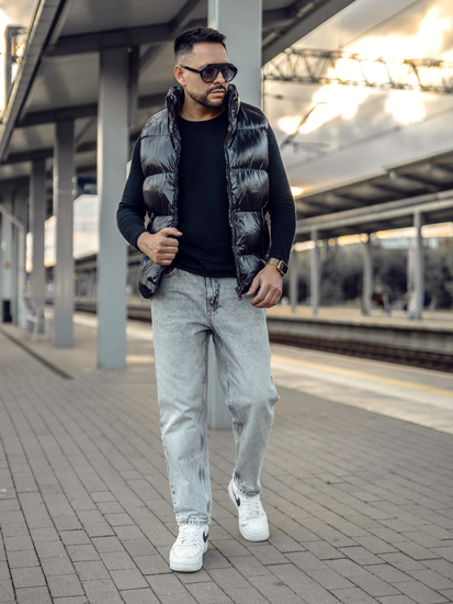 Men's Thick Quilted Gilet Black Bolf 9968