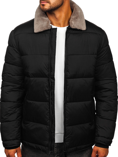 Men’s Quilted Winter Jacket Black with fur Bolf 31M5010