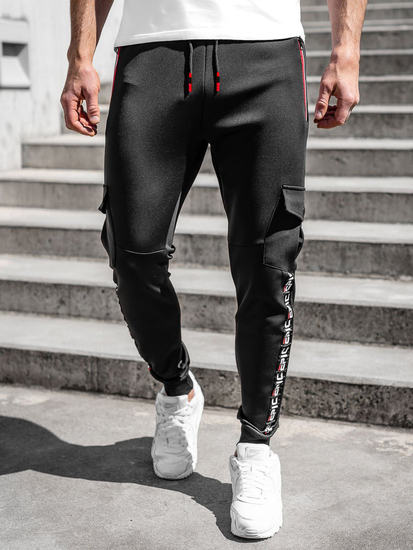 Men's Cargo Sweatpants Black Bolf K10279A