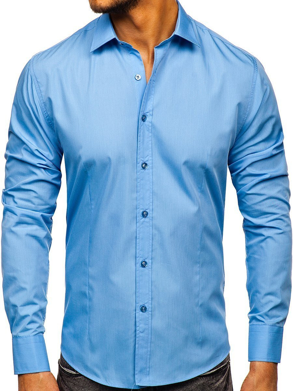 Men’s Elegant Long Sleeve Shirt Sky Blu Bolf 1703