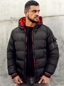 Men's Quilted Reversible Winter Jacket Black-Red Bolf 7410