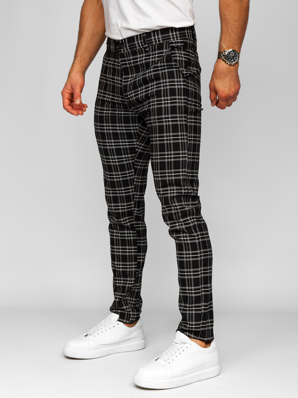 Men’s Elegant Checkered Pants Black Bolf 184166
