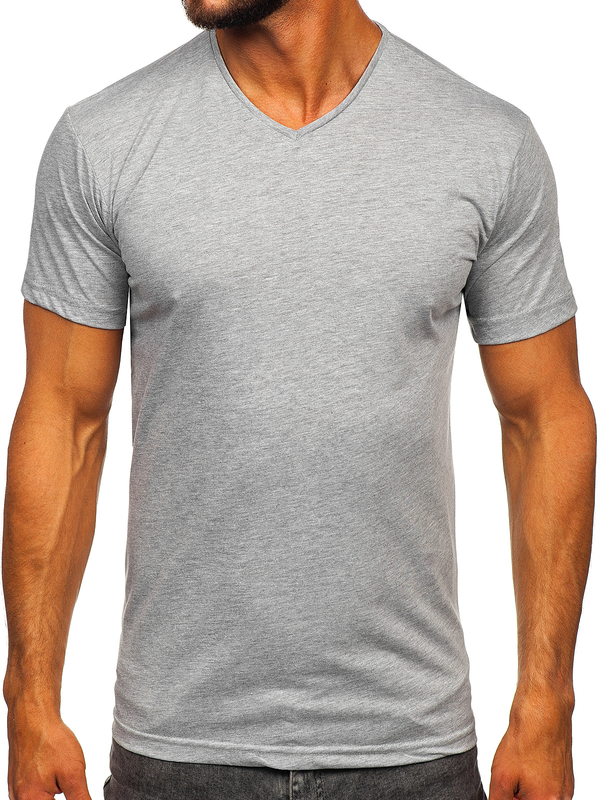 Men’s Basic V-neck T-shirt Grey Bolf  192131