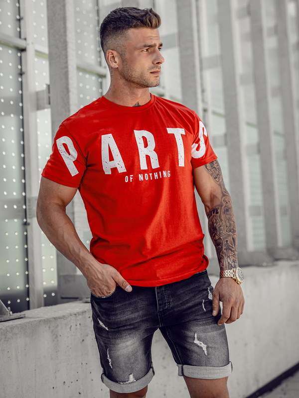 Men's Cotton Printed T-shirt Red Bolf 1180A