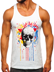 Men's Printed Boxer Tank Top White Bolf 14839