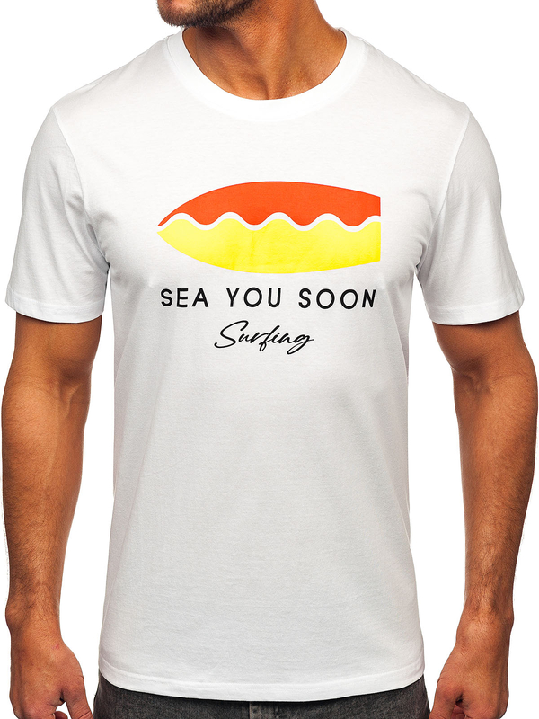 Men's Cotton Printed T-shirt White Bolf MPO3457