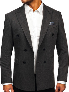 Men's Double-breasted Elegant Suit Jacket Anthracite Bolf 007