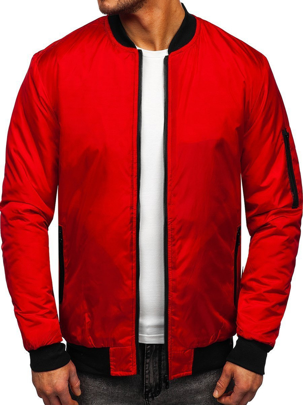 Men's Lightweight Bomber Jacket Red Bolf AK95