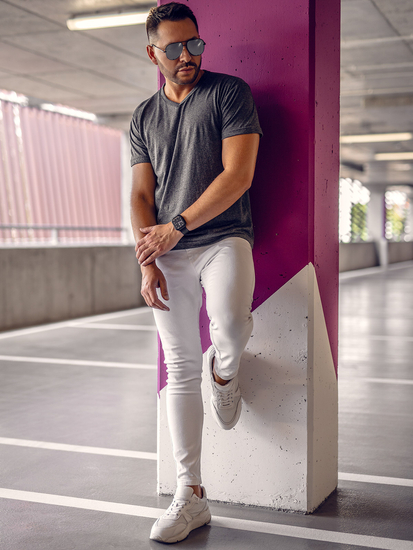 Men’s Basic V-neck T-shirt Anthracite Bolf 192131A