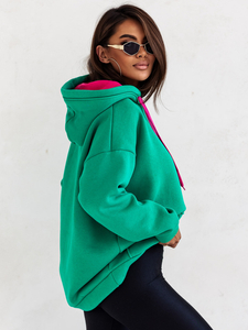 Women's Warm Kangaroo Hoodie Green Bolf 82131