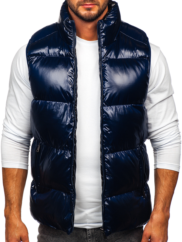 Men's Thick Quilted Gilet Navy Blue Bolf 9968