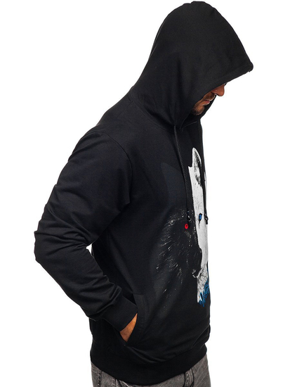 Men's Printed Hoodie Black Bolf 6144