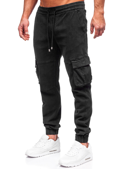 Men's Denim Cargo Joggers Black Bolf MP0105N