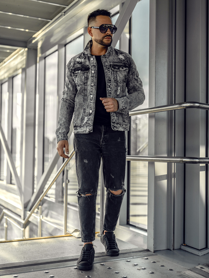 Men's Denim Jacket Grey Bolf AK588