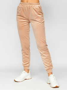Women's 2-Piece Velour Tracksuit Beige Bolf 643