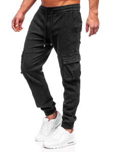 Men's Denim Cargo Joggers Black Bolf MP0105N