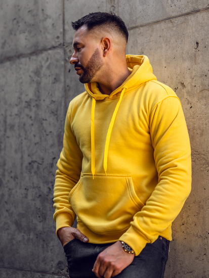 Men's Kangaroo Hoodie Light Yellow Bolf 2009A