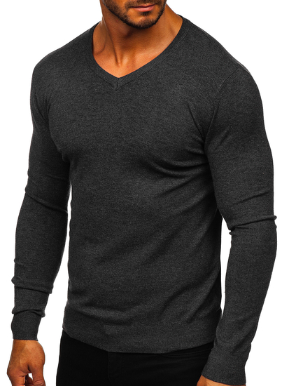 Men’s V-neck Sweater Graphite Bolf YY03