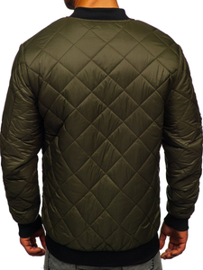 Men's Quilted Lightweight Bomber Jacket Khaki Bolf MY-01