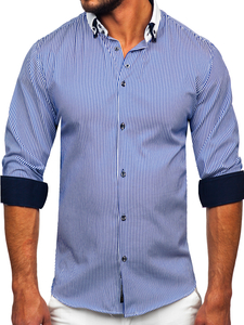 Men's Elegant Long Sleeve Shirt Blue Bolf 0909