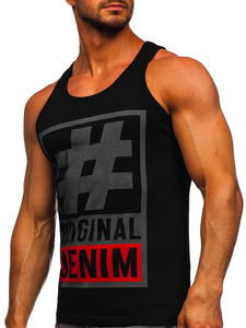 Men's Printed Boxer Tank Top Black-Graphite Bolf 14834
