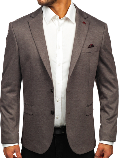 Men’s Elegant Suit Jacket Dark Brown Bolf 024
