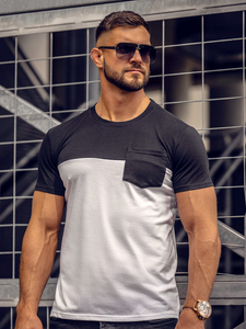 Men's Basic T-shirt with pocket Black-White Bolf 8T91A