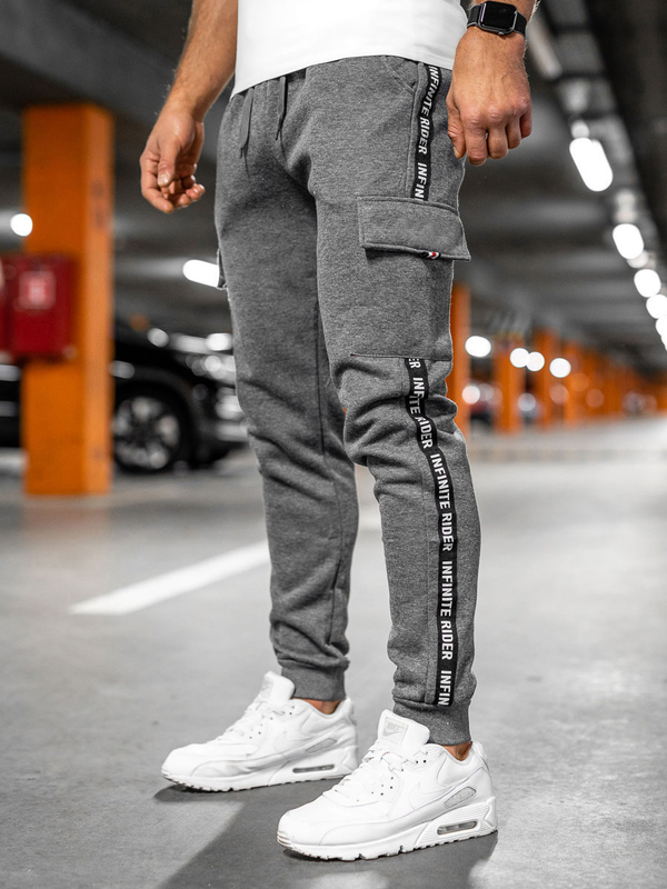 Men's Thick Cargo Joggers Grey Bolf JX8715A