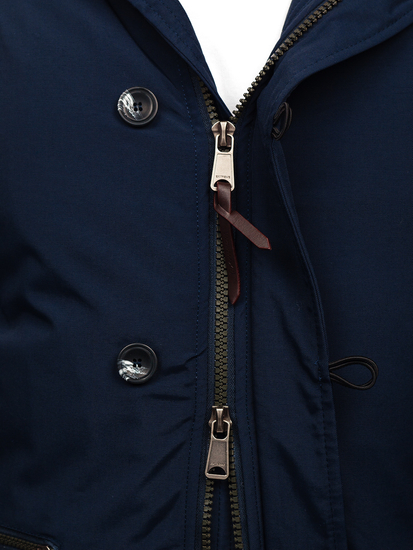 Men's Winter Parka Jacket Navy Blue Bolf 1795