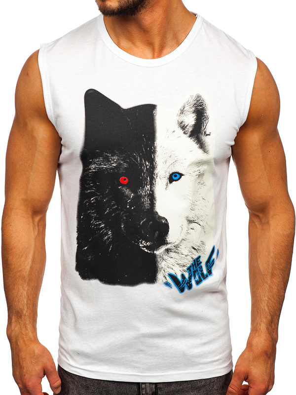 Men's Printed Tank Top White Bolf 14823