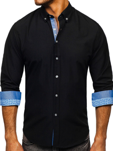 Men's Elegant Long Sleeve Shirt Black Bolf 8838-1