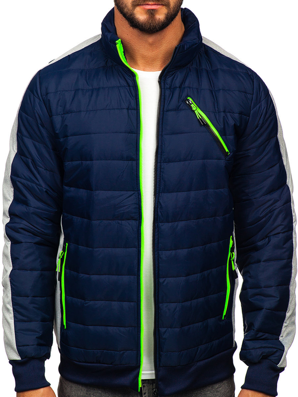 Men's Quilted Lightweight Jacket Navy Blue Bolf 8M909