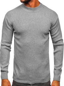 Men's Basic Half Polo Neck Sweater Grey Bolf S8563