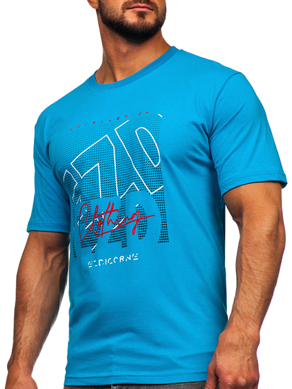 Men's Cotton T-shirt Turquoise Bolf 14748