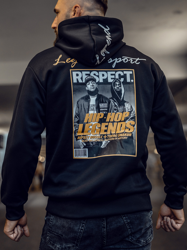 Men's Printed Kangaroo Hoodie Black Bolf M280