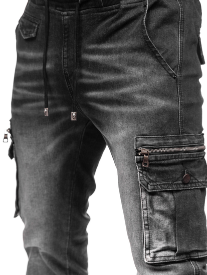 Men's Denim Cargo Joggers Black Bolf MP0108N