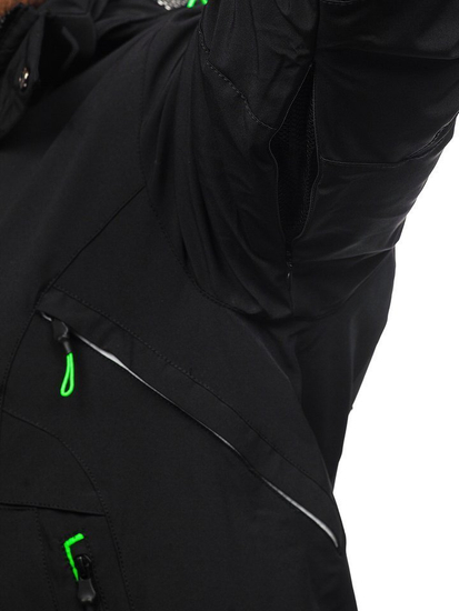 Men's Winter Ski Jacket Black-Green Bolf 1910