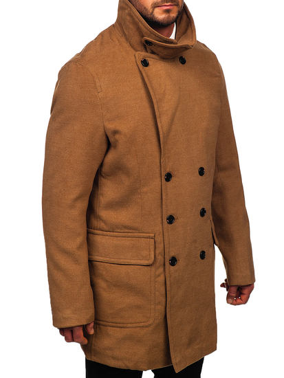 Men's Double-breasted Winter Coat with high collar Camel Bolf 1048C