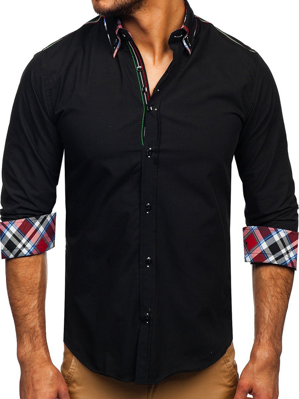 Men's Elegant Long Sleeve Shirt Black Bolf 2705