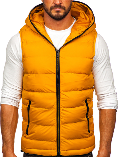 Men's Warm Quilted Gilet with Hood Camel Bolf 7M805