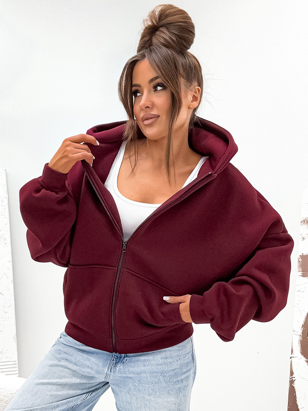 Women's Warm Butterfly Hoodie Claret Bolf 821112